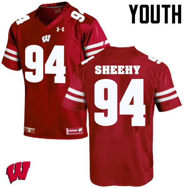 Youth Wisconsin Badgers #94 Conor Sheehy College Football Jerseys-Red